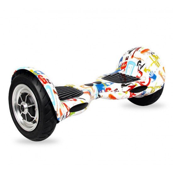 SMART BALANCE HOVERBOARD WHEEL WITH BLUETOOTH & LED ΗΛΕΚΤΡΙΚΟ ΠΑΤΙΝΙ GRAFFITI WHITE HIP HOP 10"