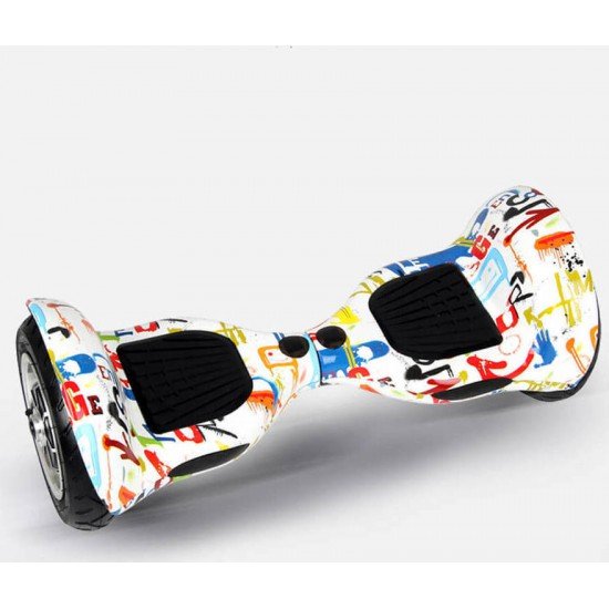 SMART BALANCE HOVERBOARD WHEEL WITH BLUETOOTH & LED ΗΛΕΚΤΡΙΚΟ ΠΑΤΙΝΙ GRAFFITI WHITE HIP HOP 10"