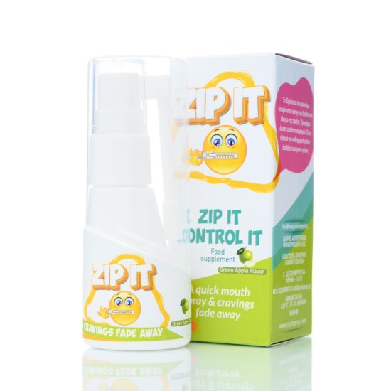 ZIP IT Υπογλώσσιο Spray ιδανικό για να ελέγξετε την όρεξη σας , φτάνοντας στο επιθυμητό βάρος, με γεύση πράσινο μήλο.