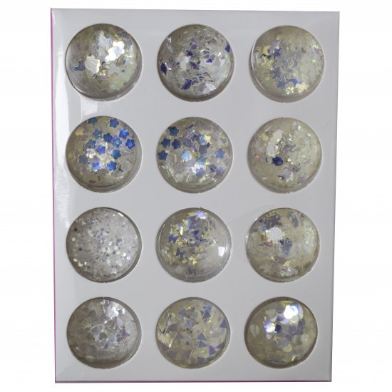 GLITTER NAIL KIT ΔΙΑΚΟΣΜΗΤΙΚΑ ΝΥΧΙΩΝ ΣΕΤ 12 ΒΑΖΑΚΙΑ NAIL ART HOLOGRAPHIC SILVER