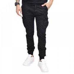 SENIOR JEANS CARGO BLACK KS22-95FS ME ΛΑΣΤΙΧΟ