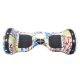 SMART BALANCE HOVERBOARD WHEEL WITH BLUETOOTH & LED ΗΛΕΚΤΡΙΚΟ ΠΑΤΙΝΙ GRAFFITI WHITE HIP HOP 10"
