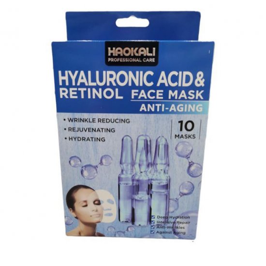 HAOKAILI HYALURONIC ACID AND RETINOL HA-3024 10 FACE MASKS