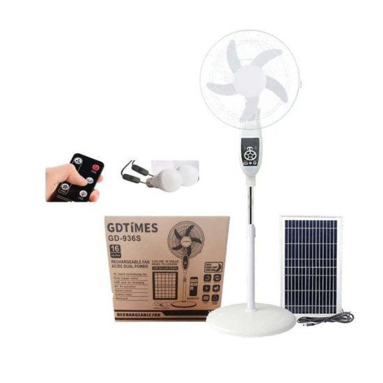 GDTIMES ΗΛΙΑΚΟΣ ΑΝΕΜΙΣΤΗΡΑΣ ΜΕ ΒΑΣΗ 16INCHES GD-936S - RECHARGEABLE FAN