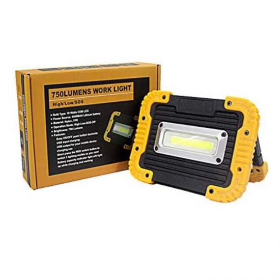 COB LED WORK LIGHT AND BATTERY PACK - WATERPROOF AND RECHARGEABLE 750 LUMENS