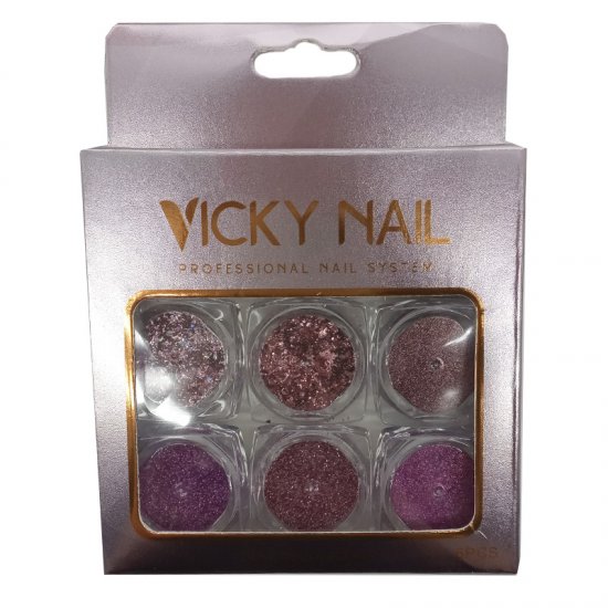 VICKY NAIL GLITTER ΣΚΟΝΗ ΓΙΑ ΝΥΧΙΑ LIGHT PINK ΣΕΤ 6 ΤΕΜΑΧΙΩΝ