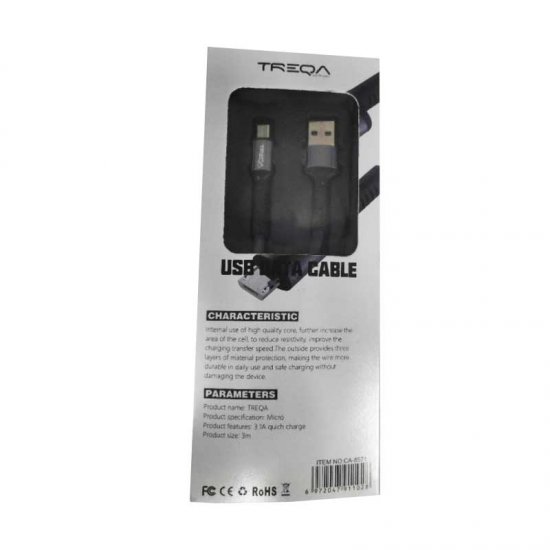 TREQA USB DATA CABLE MICRO USB 1M CA-8571 GREY