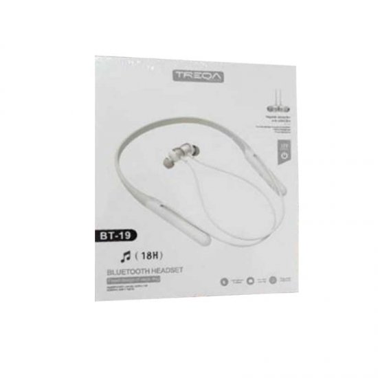 TREQA BLUETOOTH WIRELESS SPORT EARPHONE NECKBAND EARBUDS BT-19 WHITE