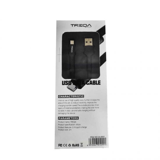 TREQA USB DATA CABLE MICRO USB 2M CA-8561 BLACK